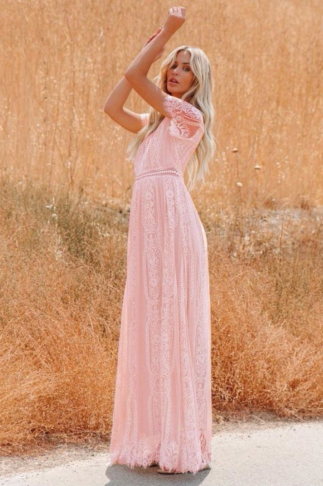 Sheer V Neck Bodycon Maxi Dress