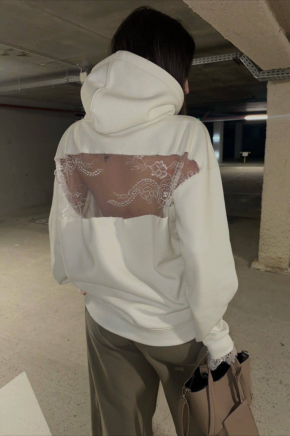 Lace Sheer Cutout Patchwork Hoodie 3