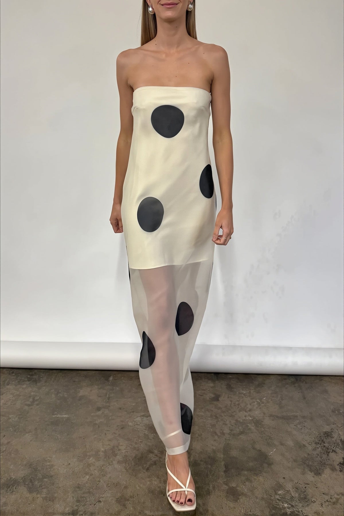 Polka Dot Sheer Strappy Slip Maxi Dress 6