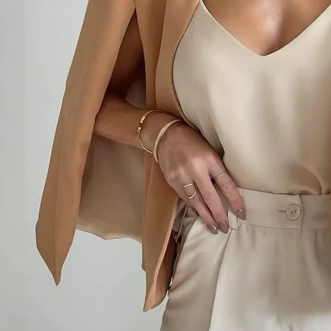 Cape Sleeve Open Front Blazer