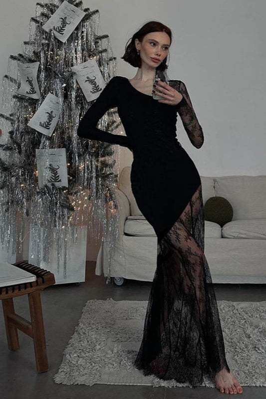 Asym Lace Gothic Dress