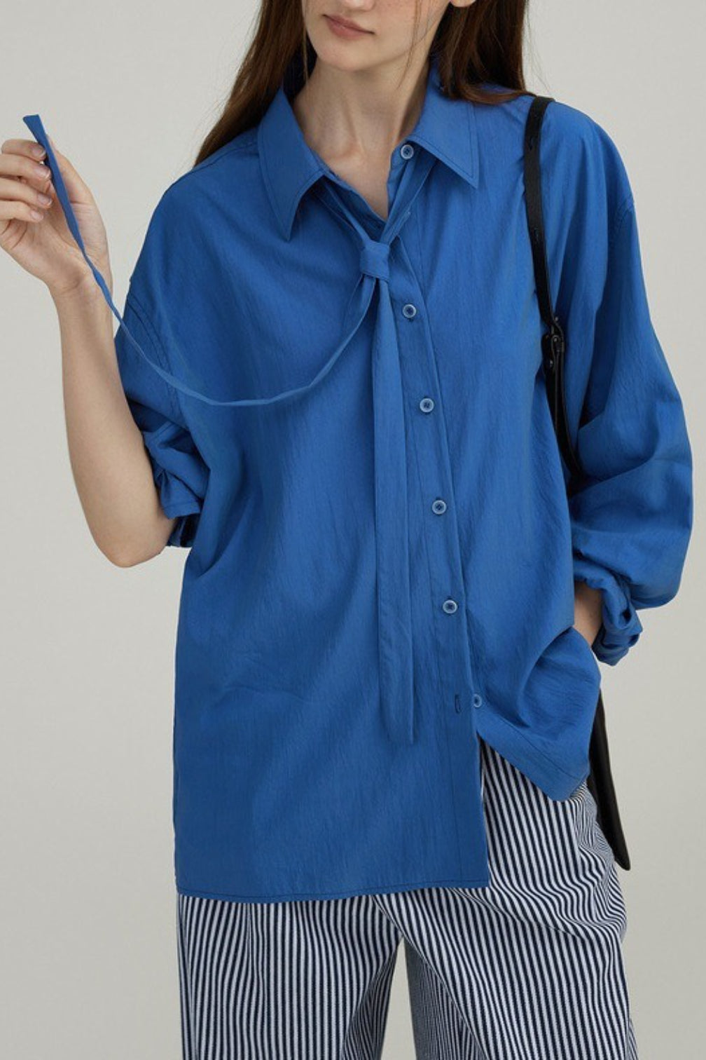 Tencel Draped Tie Blouse