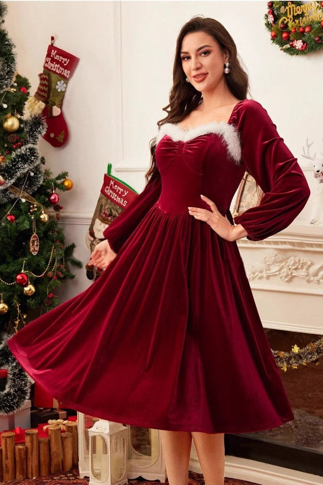 Long Sleeve Ball Gown Party Dress - Fashionpara