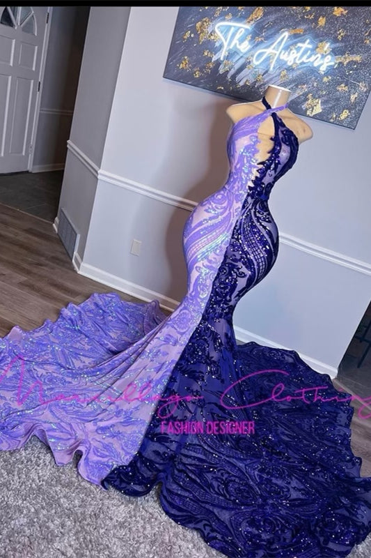 Charming Sleeveless Collage Colour Mermaid Prom Dress - Fashionpara
