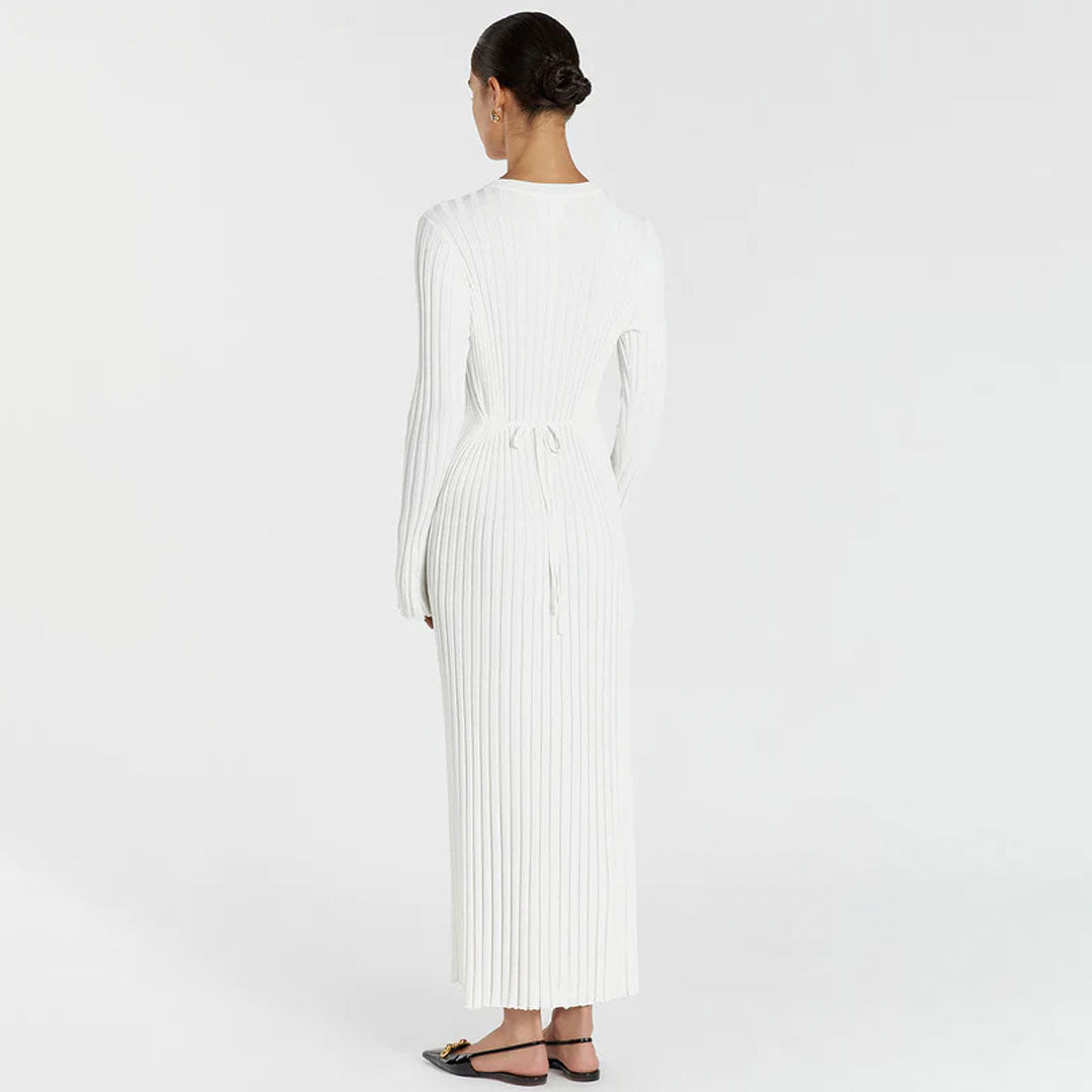 Charming Ribbed Knit Maxi Sweater Dress for Elegant Vacations