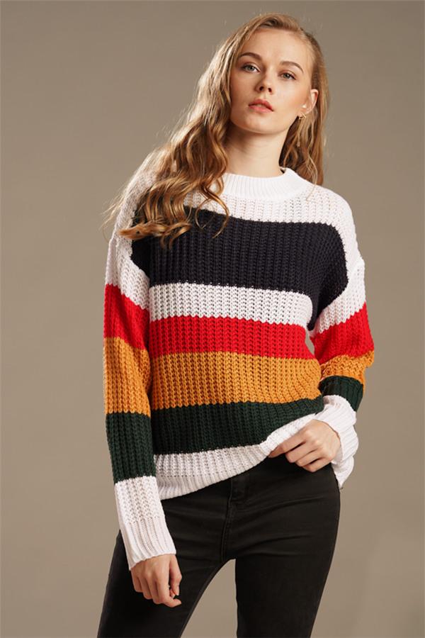RadyRin Chasing The Rainbow Striped Sweater for Cozy Style