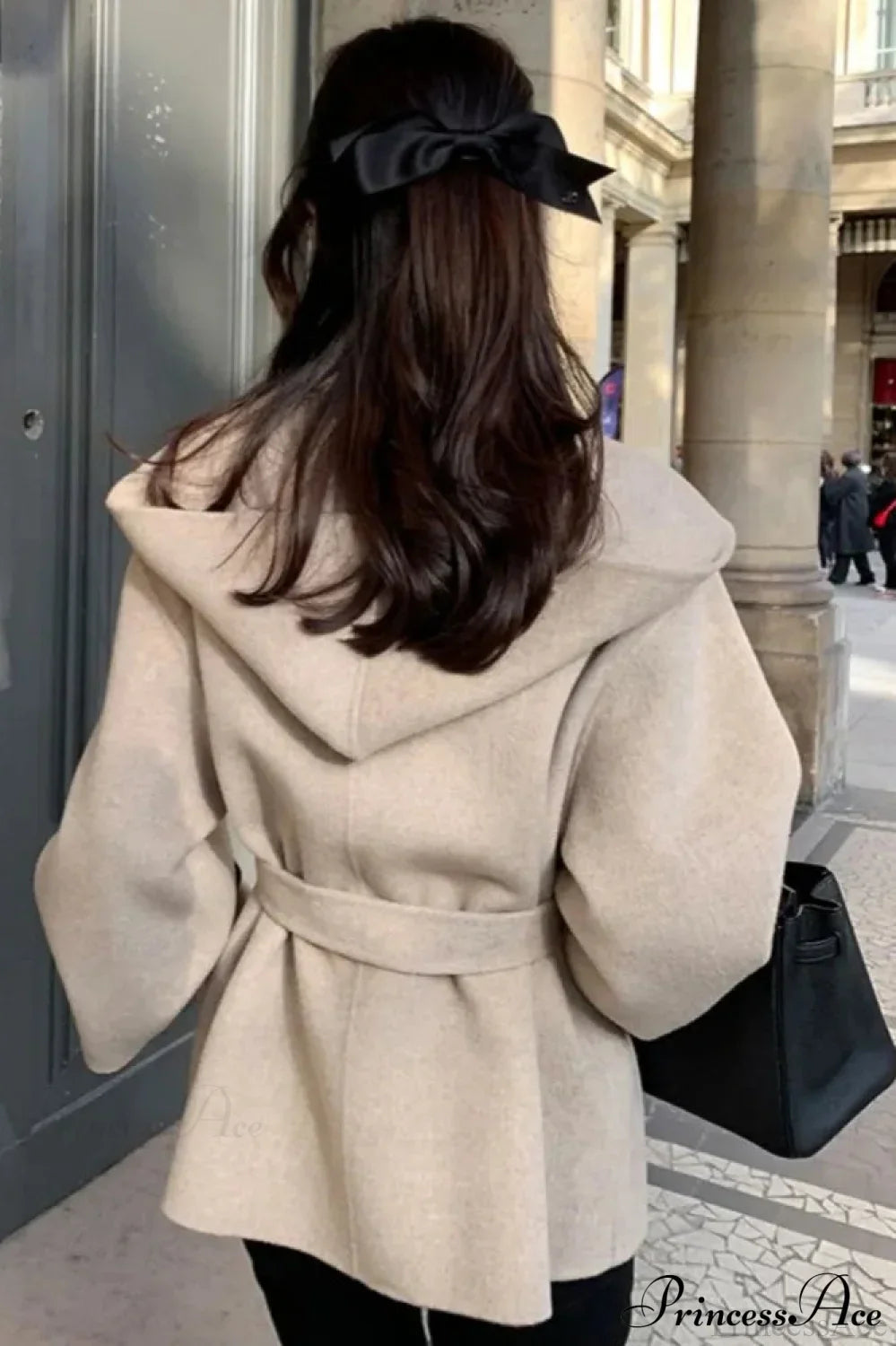 Chic Brown Woolen Hooded Overcoat