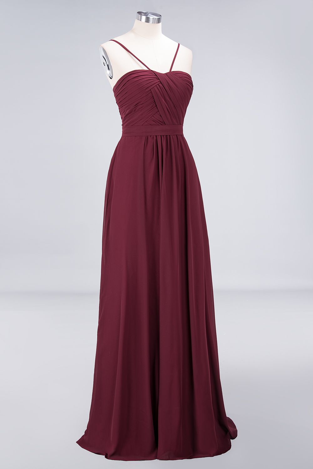 Chic Burgundy Sweetheart Long Bridesmaid Dresses With Spaghetti-Straps - Fashionpara