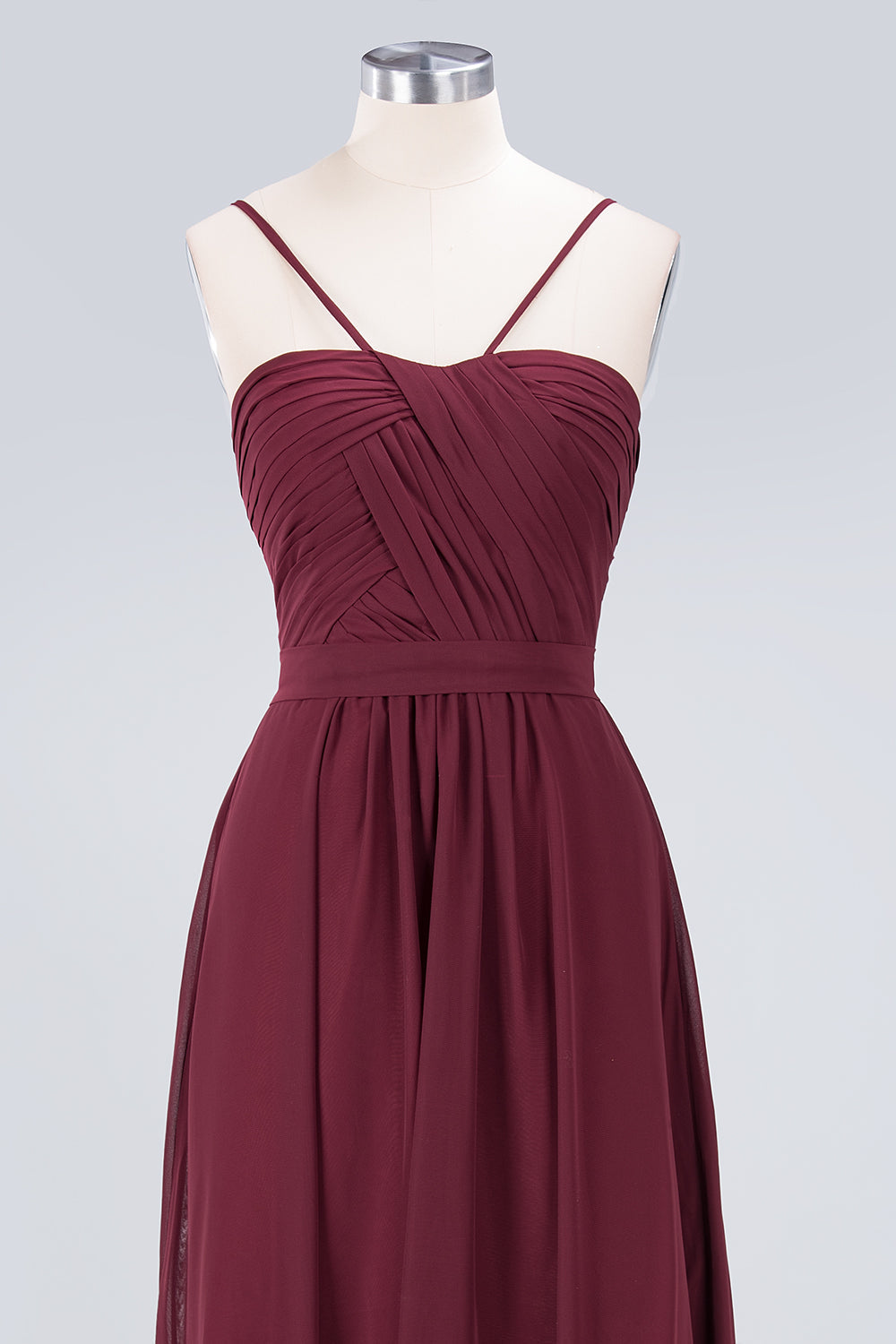 Chic Burgundy Sweetheart Long Bridesmaid Dresses With Spaghetti-Straps - Fashionpara