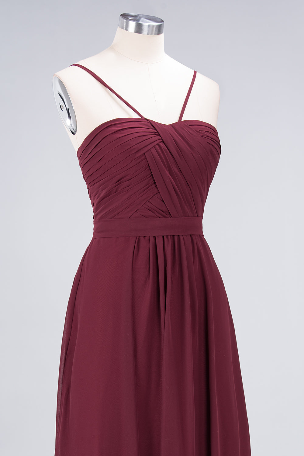 Chic Burgundy Sweetheart Long Bridesmaid Dresses With Spaghetti-Straps - Fashionpara