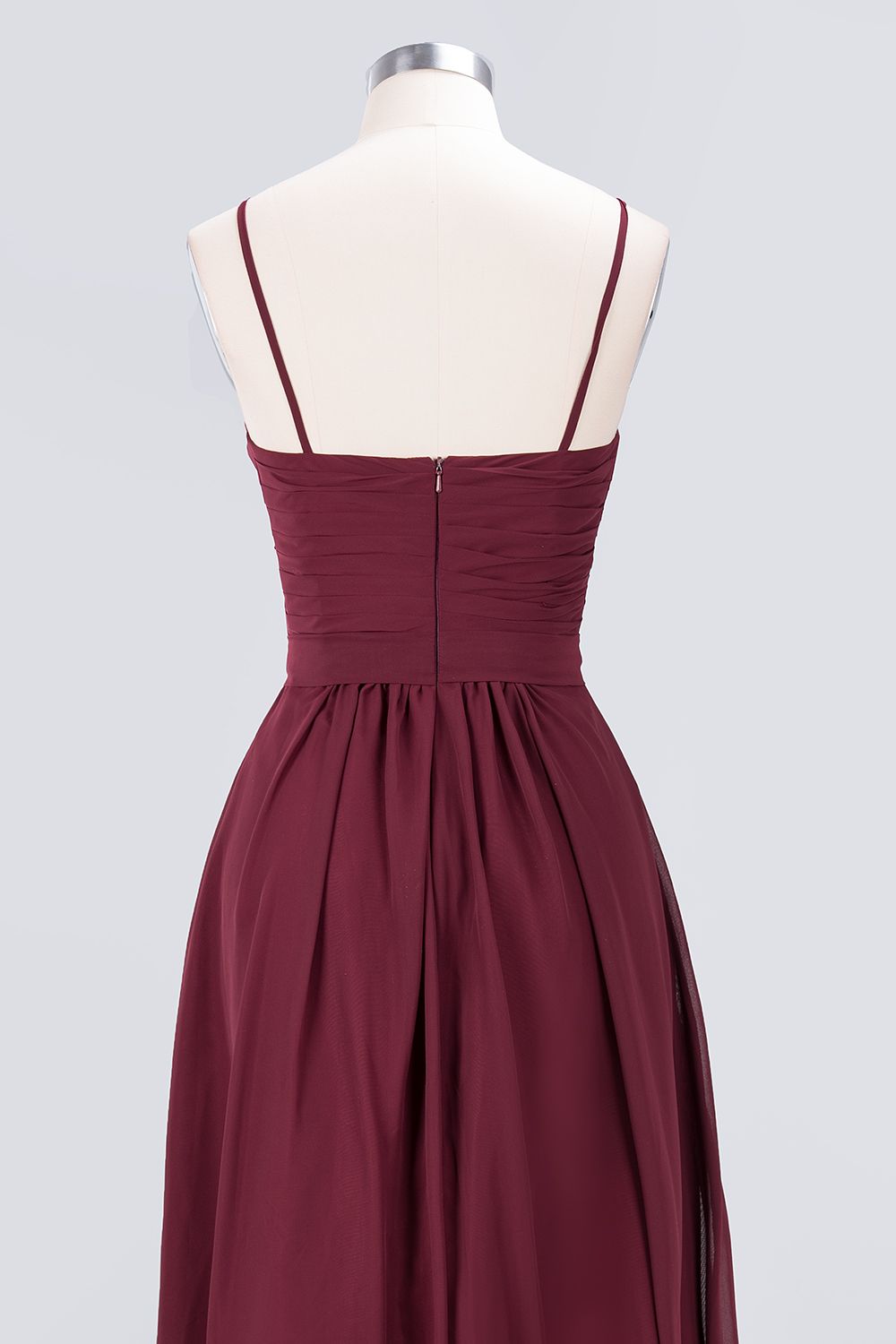 Chic Burgundy Sweetheart Long Bridesmaid Dresses With Spaghetti-Straps - Fashionpara