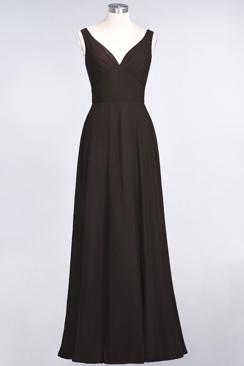 Chic Chiffon V-Neck Straps Ruffle Affordable Bridesmaid dresses with Open Back - Fashionpara