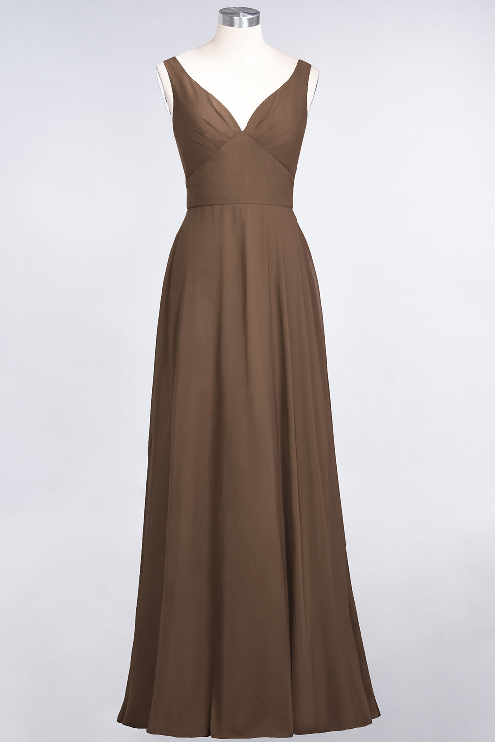 Chic Chiffon V-Neck Straps Ruffle Affordable Bridesmaid dresses with Open Back - Fashionpara