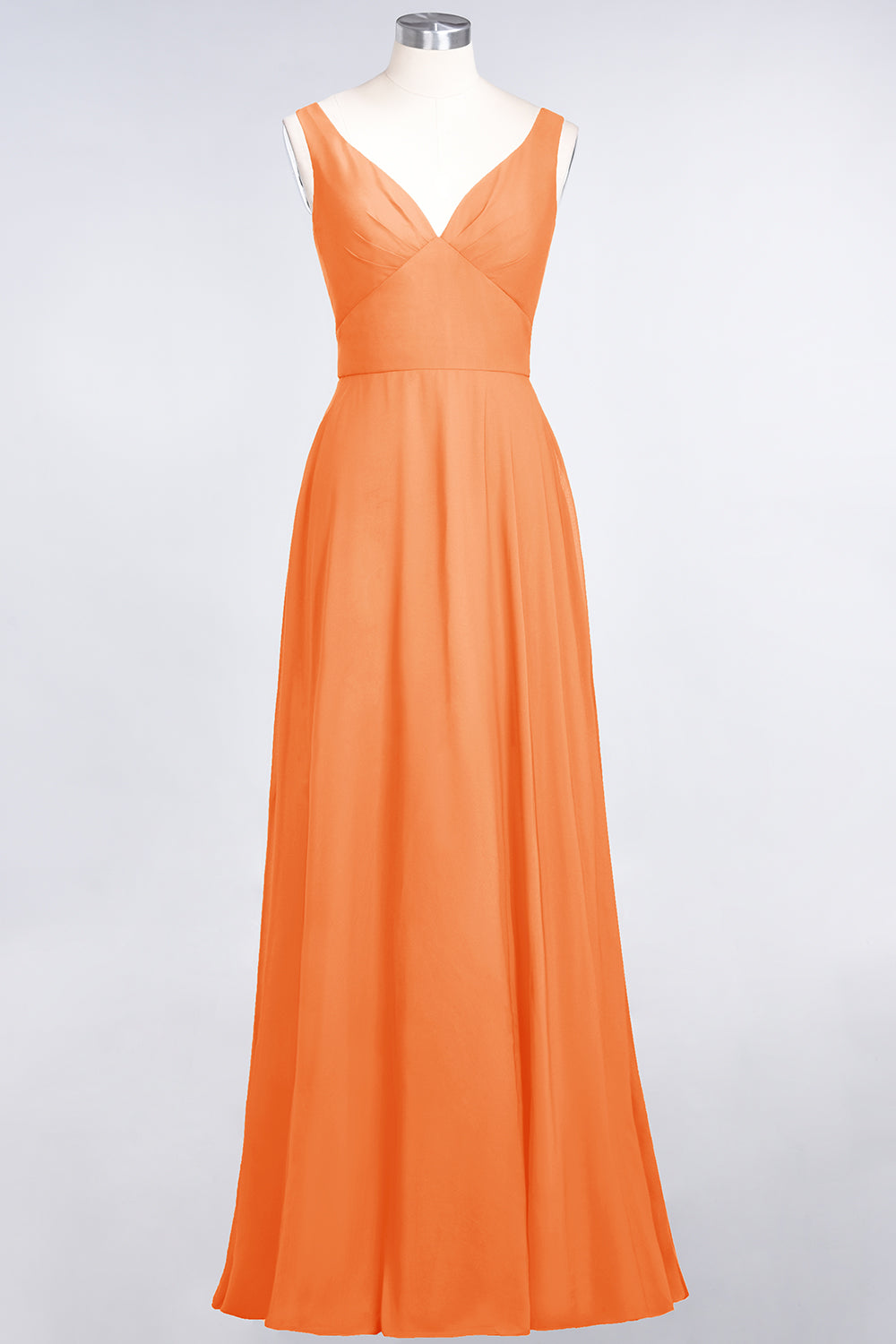 Chic Chiffon V-Neck Straps Ruffle Affordable Bridesmaid dresses with Open Back - Fashionpara