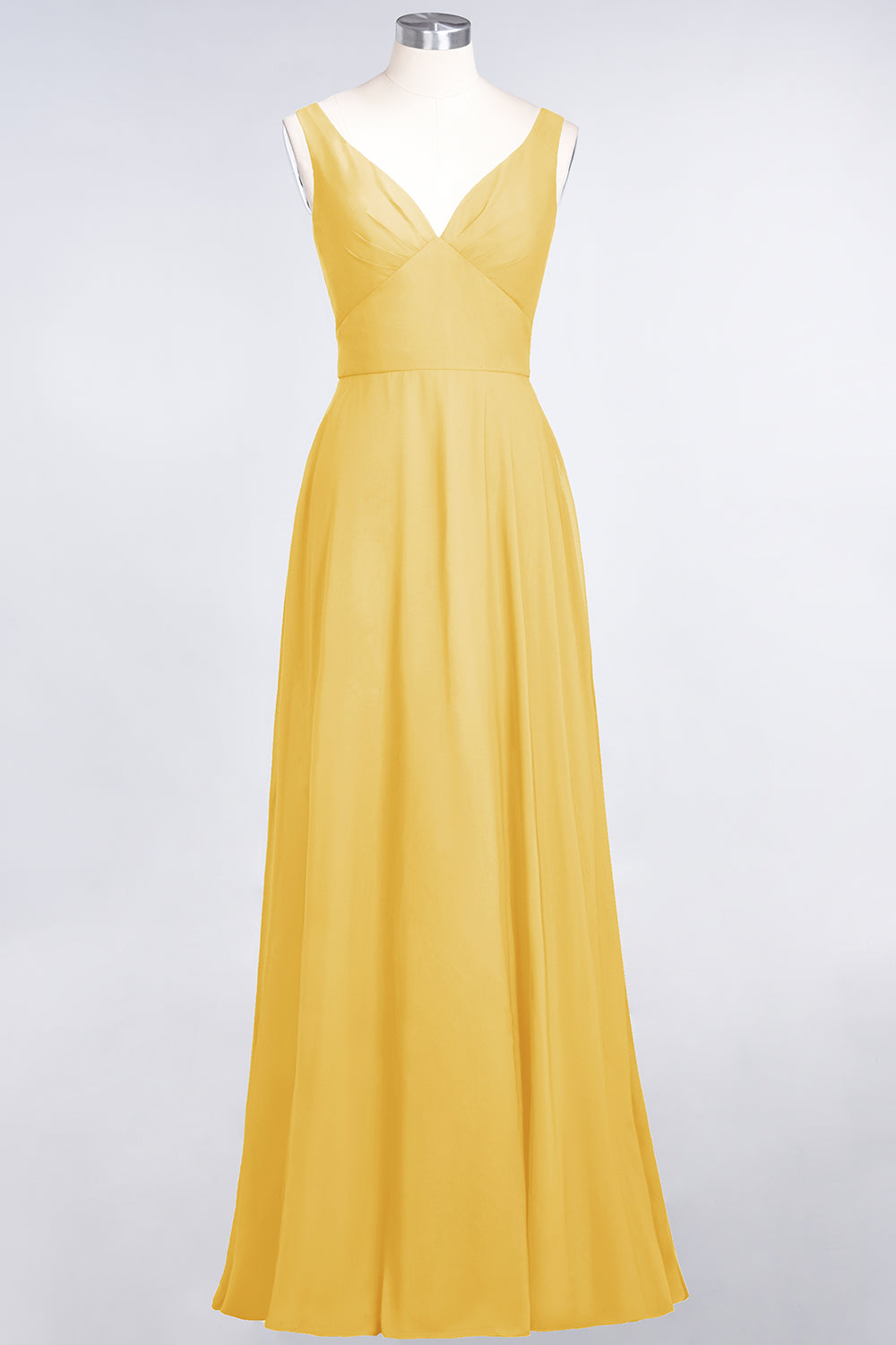 Chic Chiffon V-Neck Straps Ruffle Affordable Bridesmaid dresses with Open Back - Fashionpara
