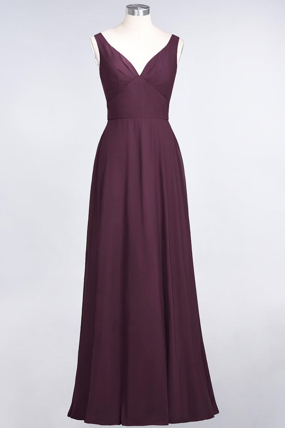 Chic Chiffon V-Neck Straps Ruffle Affordable Bridesmaid dresses with Open Back - Fashionpara
