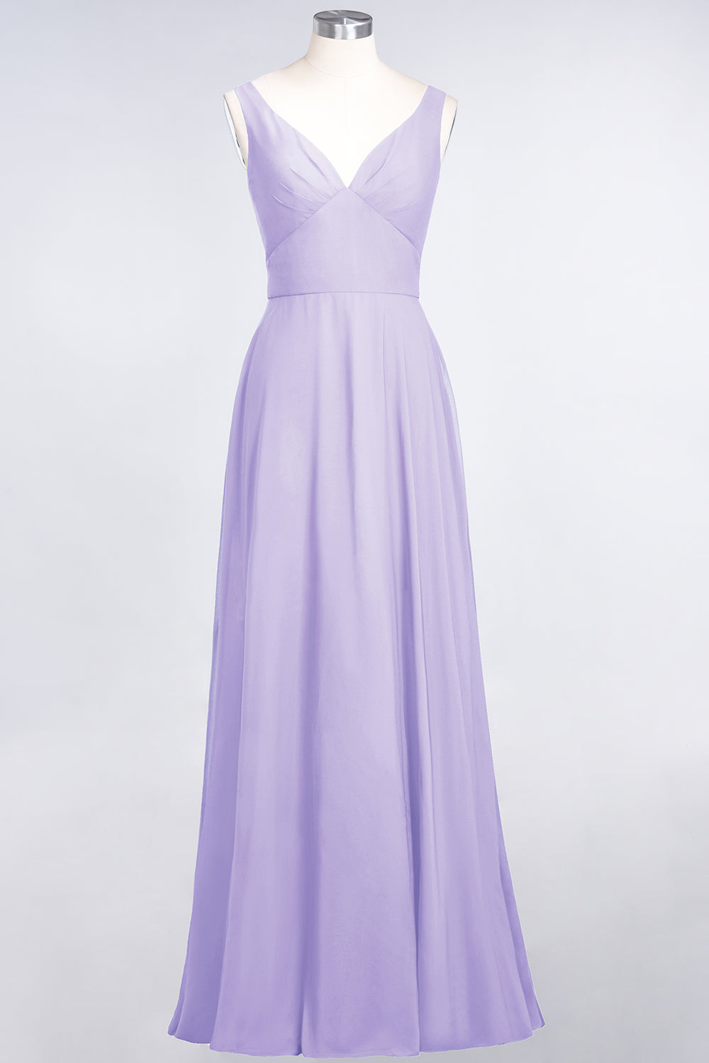Chic Chiffon V-Neck Straps Ruffle Affordable Bridesmaid dresses with Open Back - Fashionpara