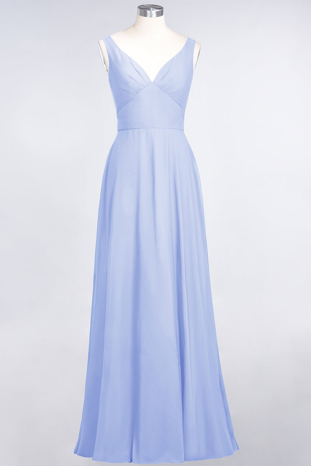 Chic Chiffon V-Neck Straps Ruffle Affordable Bridesmaid dresses with Open Back - Fashionpara