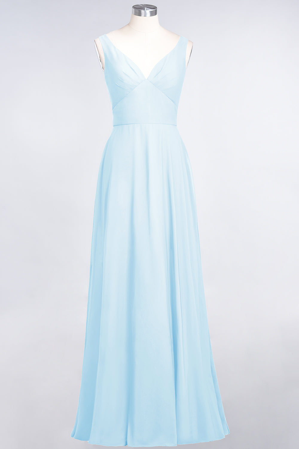 Chic Chiffon V-Neck Straps Ruffle Affordable Bridesmaid dresses with Open Back - Fashionpara