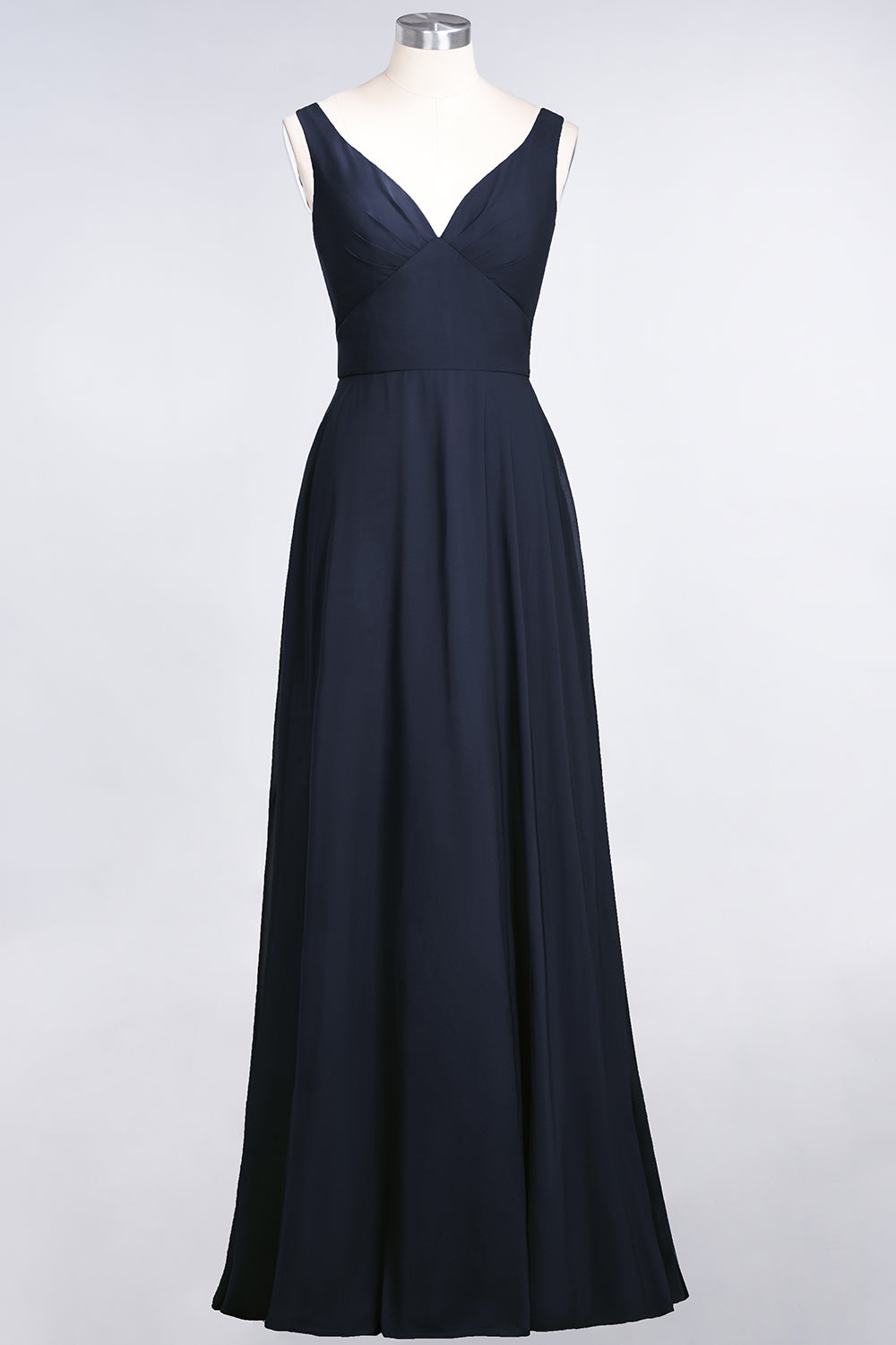 Chic Chiffon V-Neck Straps Ruffle Affordable Bridesmaid dresses with Open Back - Fashionpara