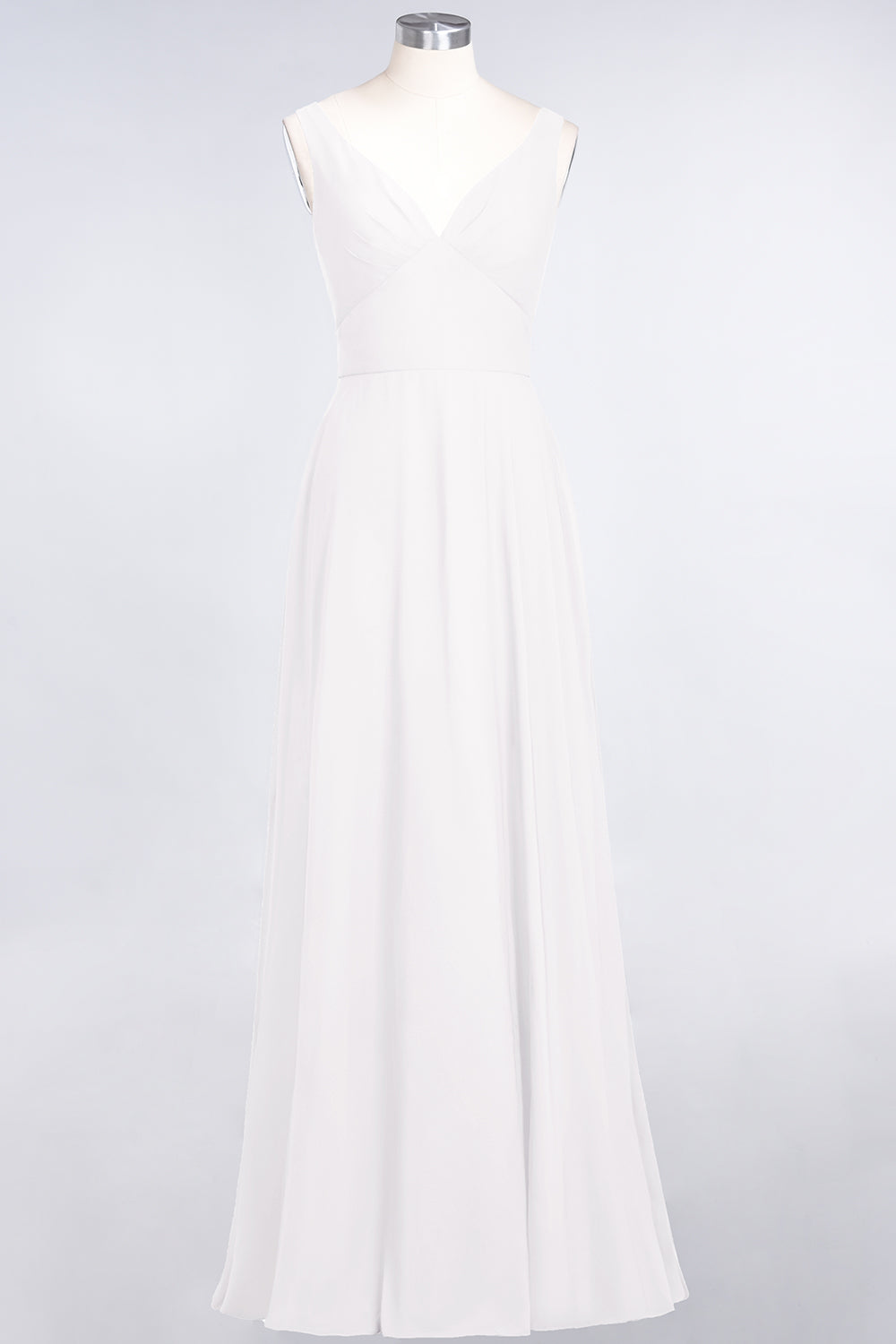 Chic Chiffon V-Neck Straps Ruffle Affordable Bridesmaid dresses with Open Back - Fashionpara