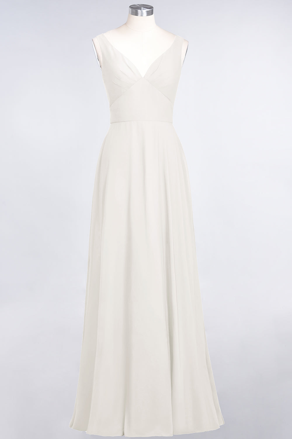 Chic Chiffon V-Neck Straps Ruffle Affordable Bridesmaid dresses with Open Back - Fashionpara