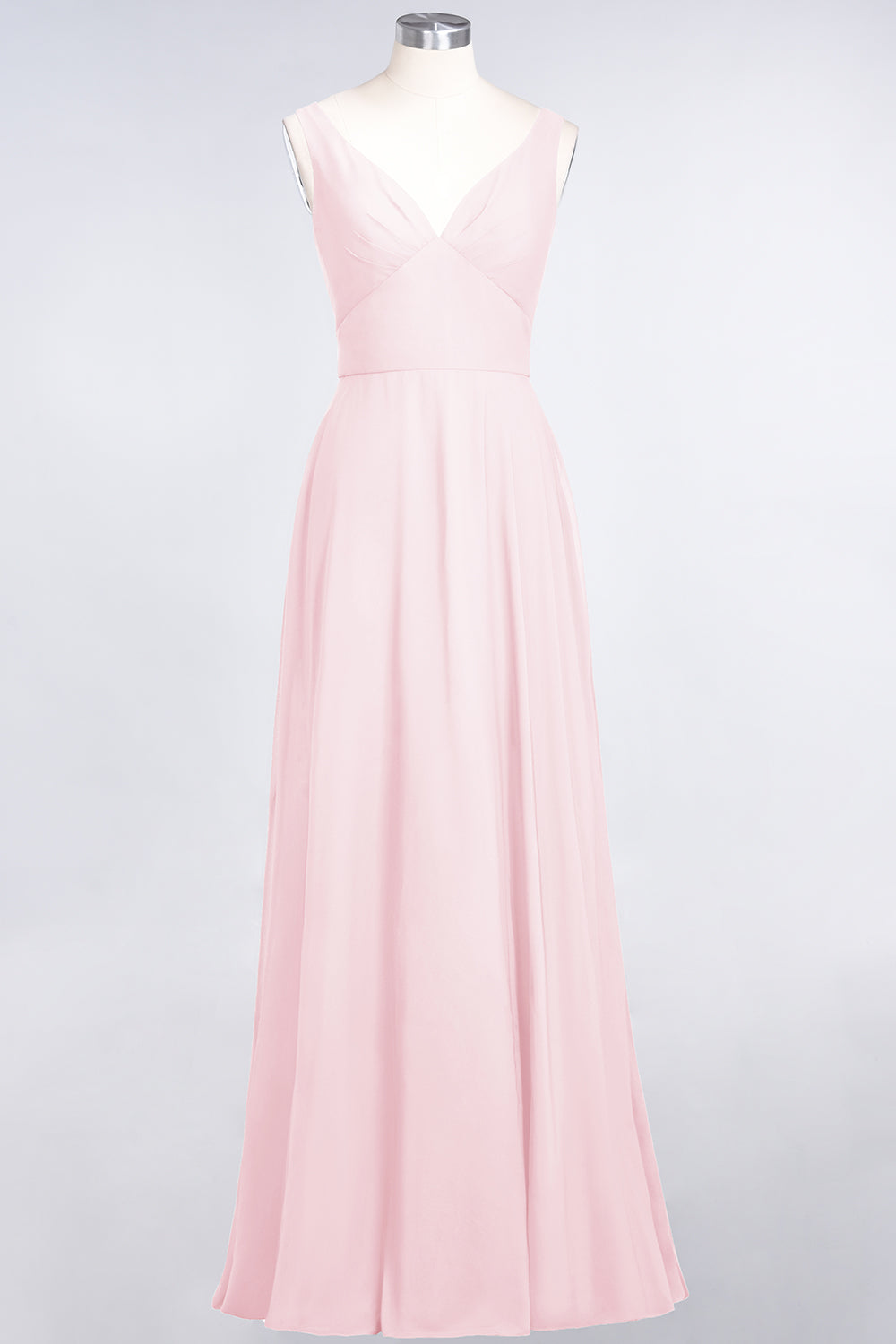 Chic Chiffon V-Neck Straps Ruffle Affordable Bridesmaid dresses with Open Back - Fashionpara
