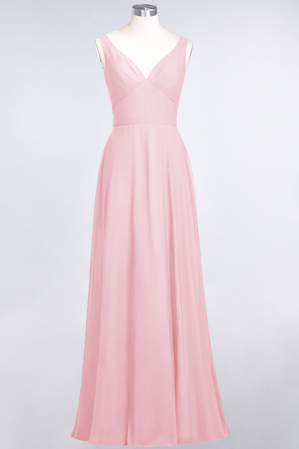 Chic Chiffon V-Neck Straps Ruffle Affordable Bridesmaid dresses with Open Back - Fashionpara