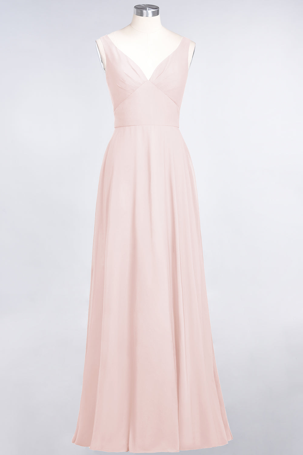 Chic Chiffon V-Neck Straps Ruffle Affordable Bridesmaid dresses with Open Back - Fashionpara