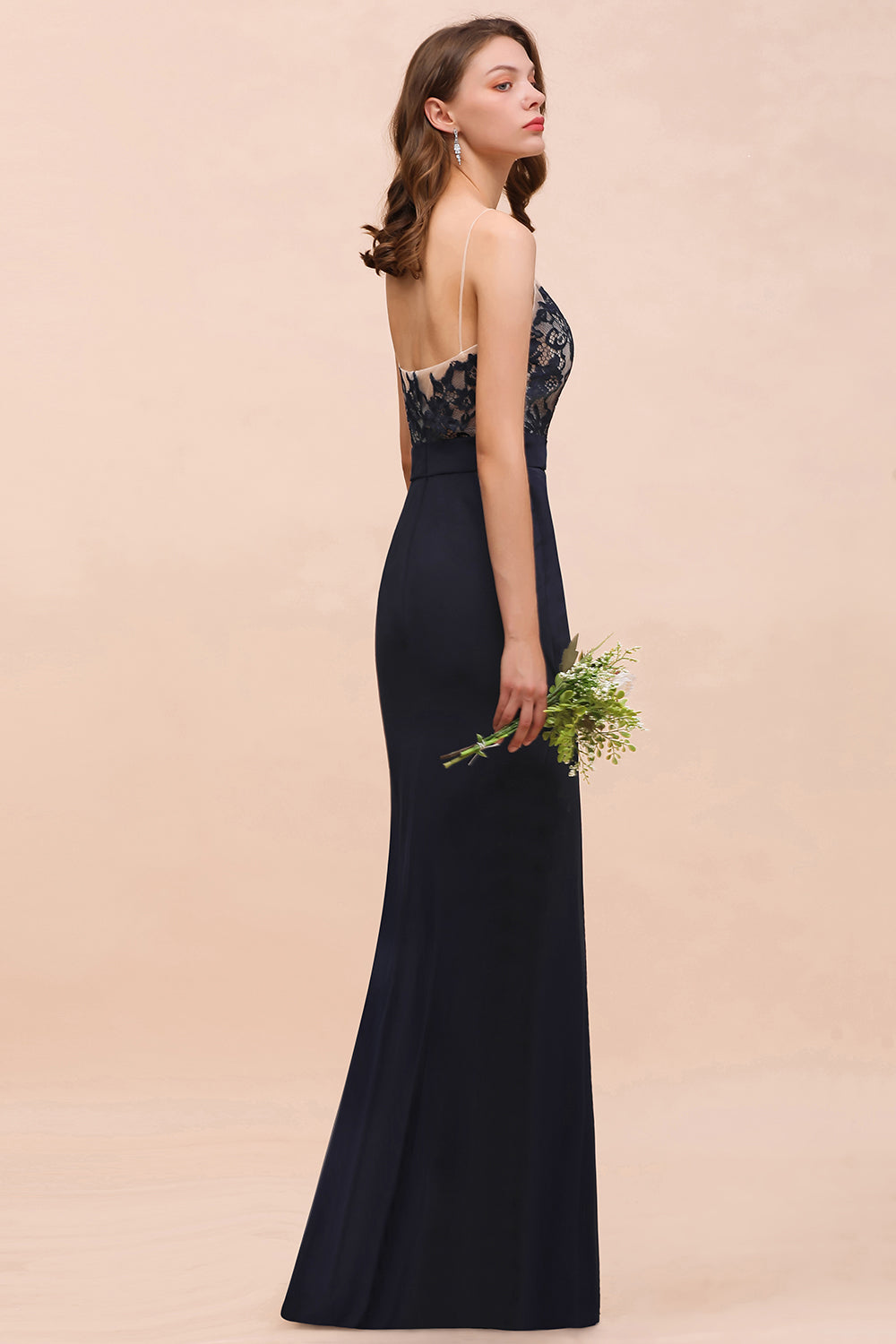 Chic Mermaid Chiffon Lace Affordable Bridesmaid Dresses with Spaghetti Straps - Fashionpara