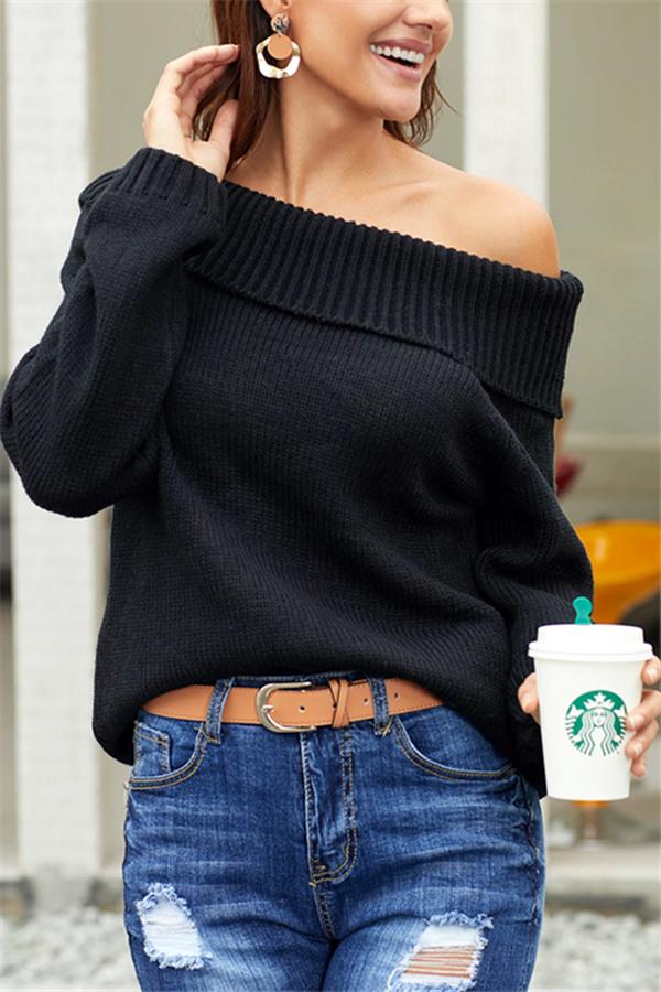 RadyRin Chic Off Shoulder Sweater for Elegant Comfort