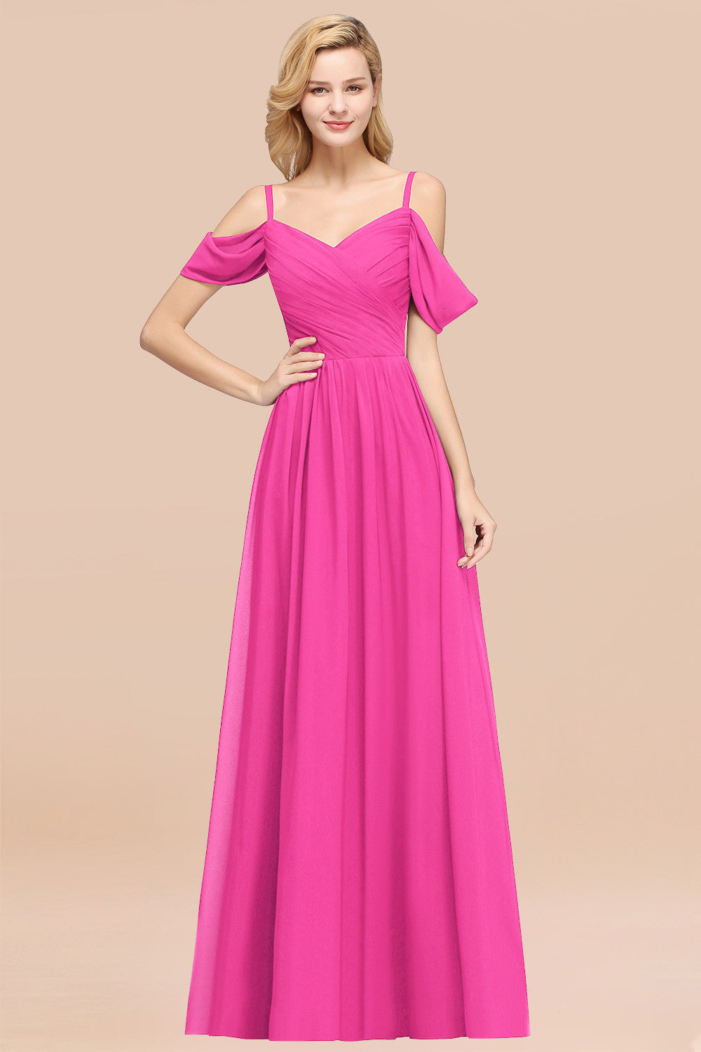 Chic Off-the-shoulder Burgundy Bridesmaid Dresses with Spaghetti Straps - Fashionpara