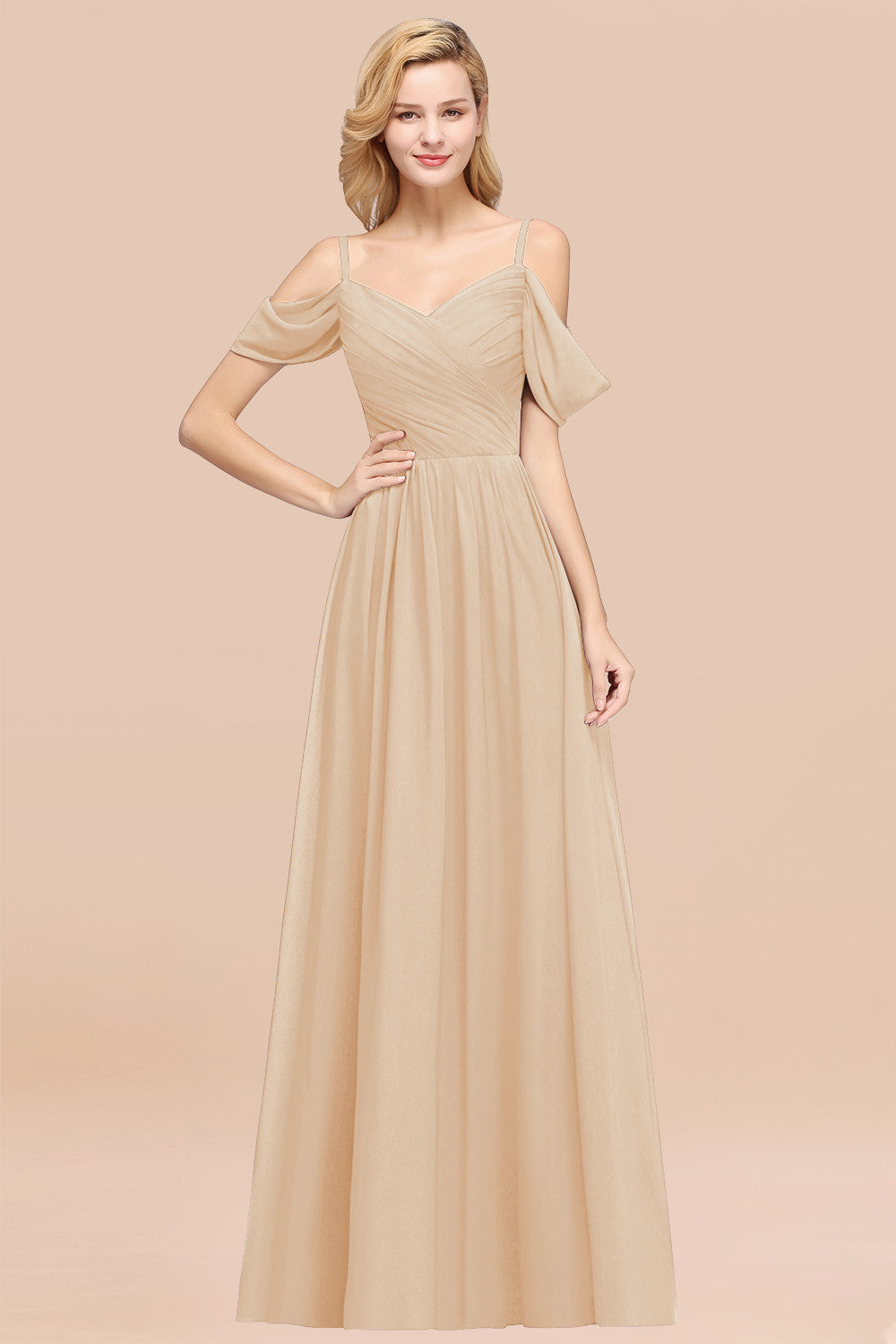 Chic Off-the-shoulder Burgundy Bridesmaid Dresses with Spaghetti Straps - Fashionpara