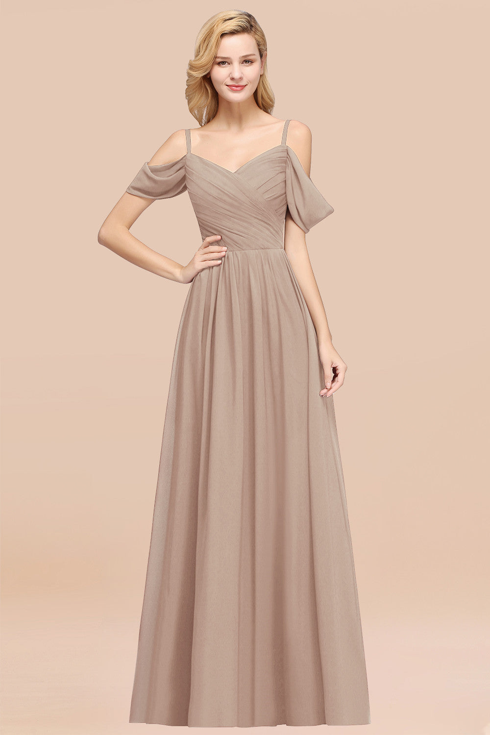 Chic Off-the-shoulder Burgundy Bridesmaid Dresses with Spaghetti Straps - Fashionpara