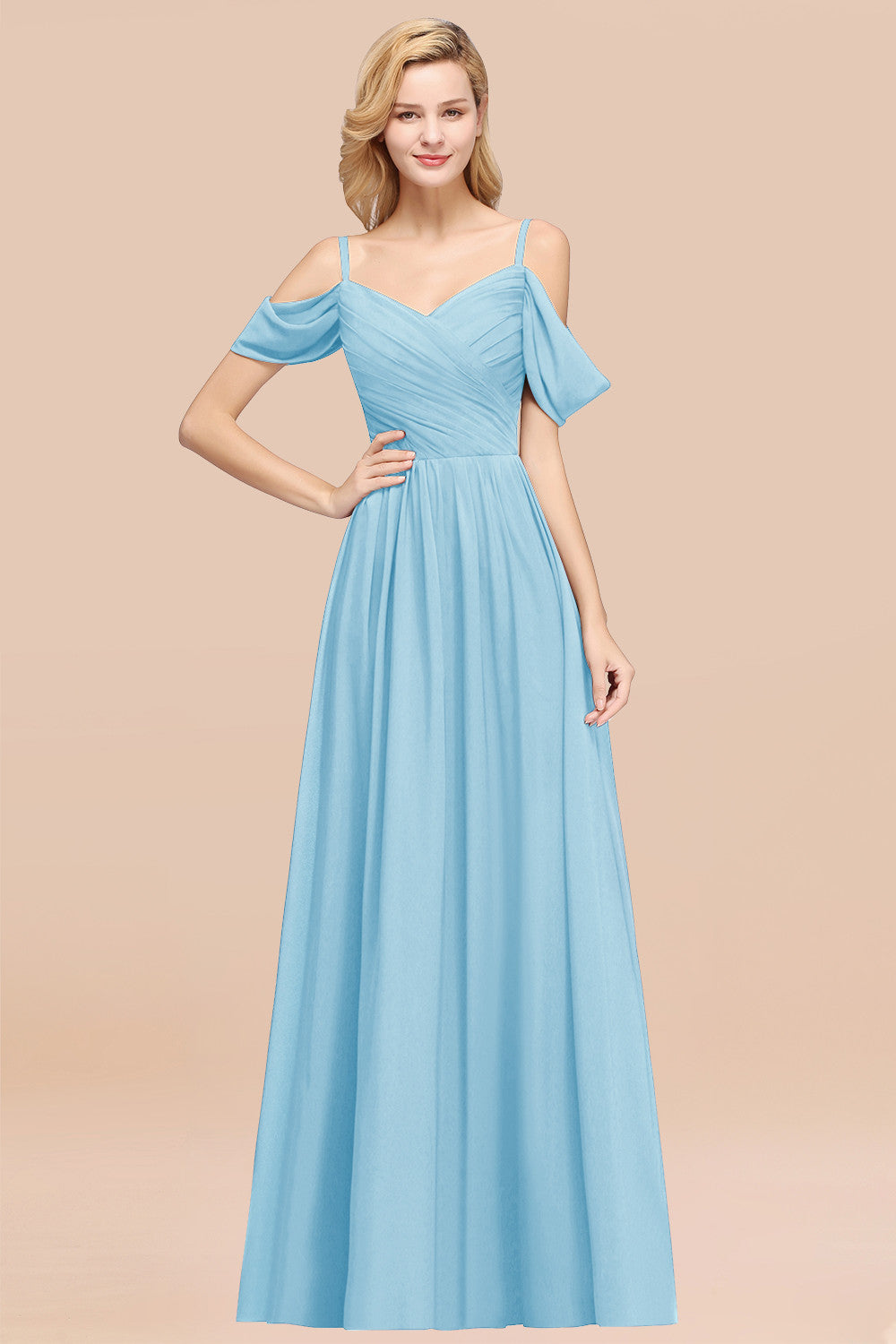 Chic Off-the-shoulder Burgundy Bridesmaid Dresses with Spaghetti Straps - Fashionpara