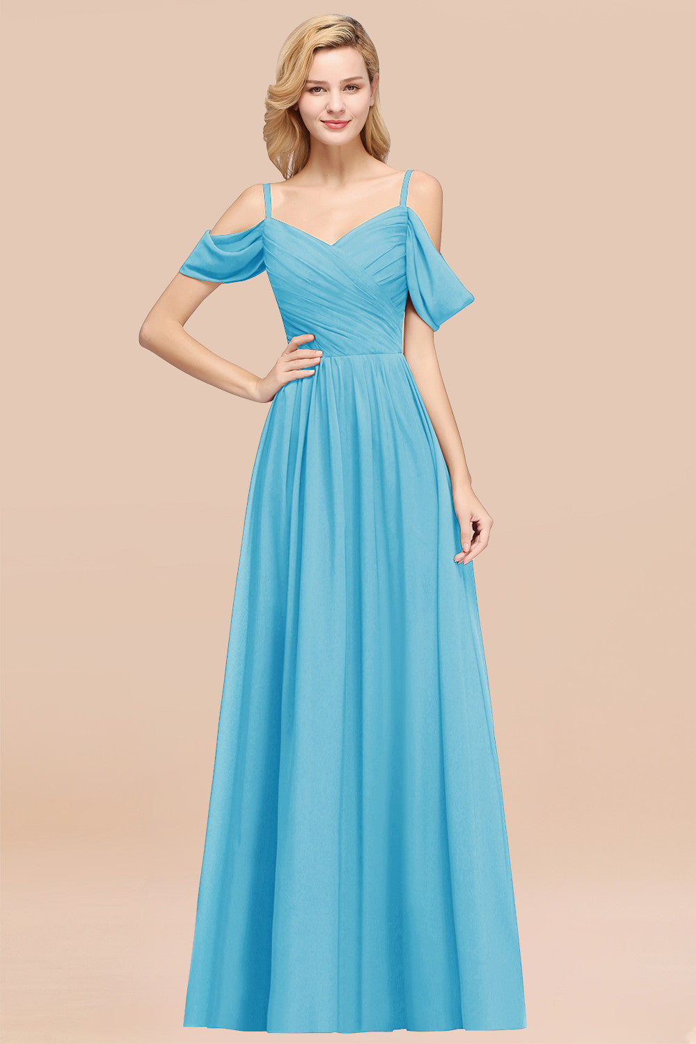 Chic Off-the-shoulder Burgundy Bridesmaid Dresses with Spaghetti Straps - Fashionpara