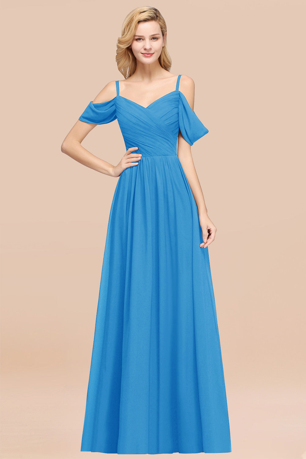 Chic Off-the-shoulder Burgundy Bridesmaid Dresses with Spaghetti Straps - Fashionpara