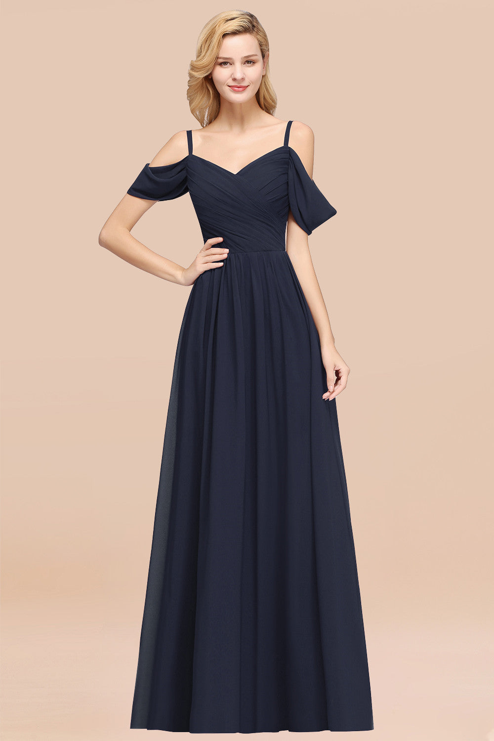 Chic Off-the-shoulder Burgundy Bridesmaid Dresses with Spaghetti Straps - Fashionpara