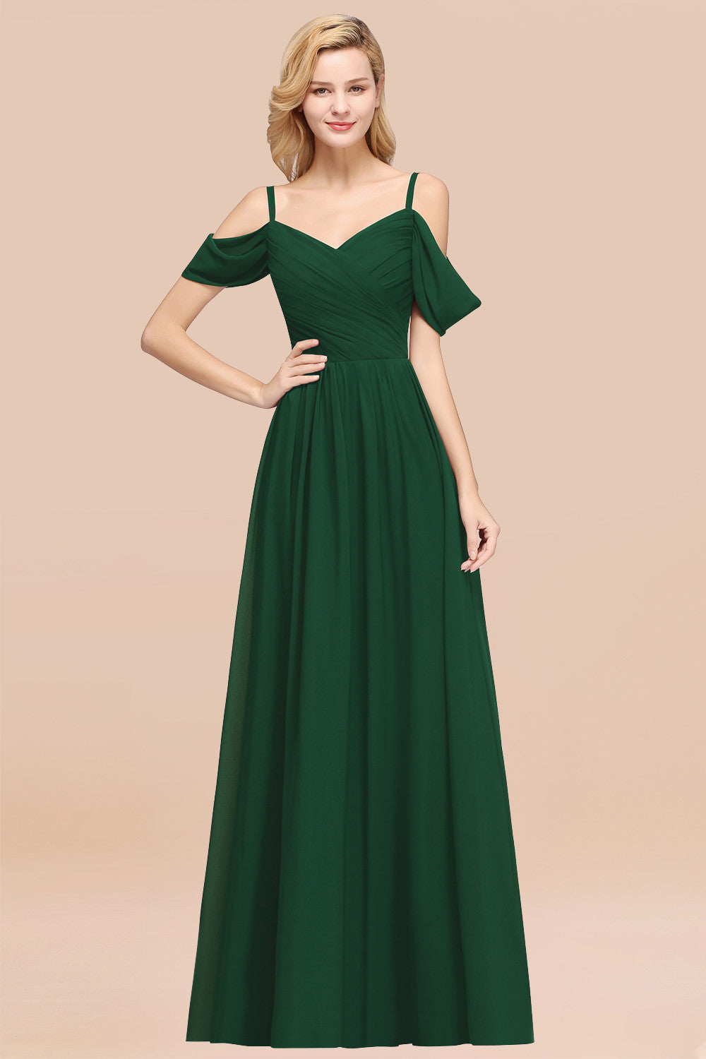 Chic Off-the-shoulder Burgundy Bridesmaid Dresses with Spaghetti Straps - Fashionpara