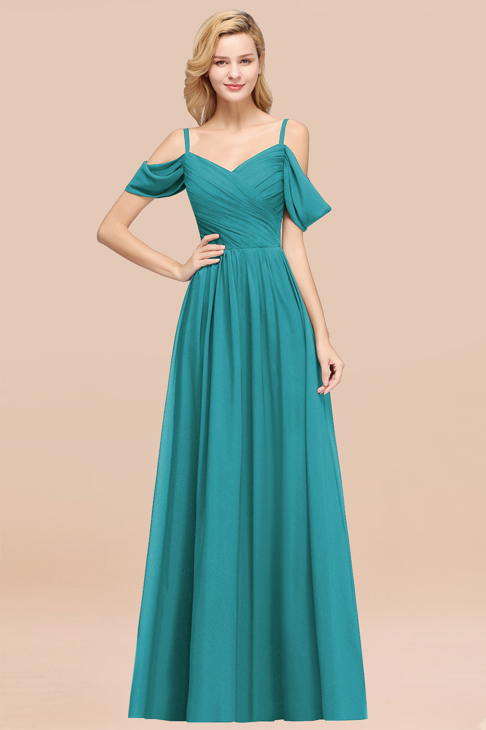 Chic Off-the-shoulder Burgundy Bridesmaid Dresses with Spaghetti Straps