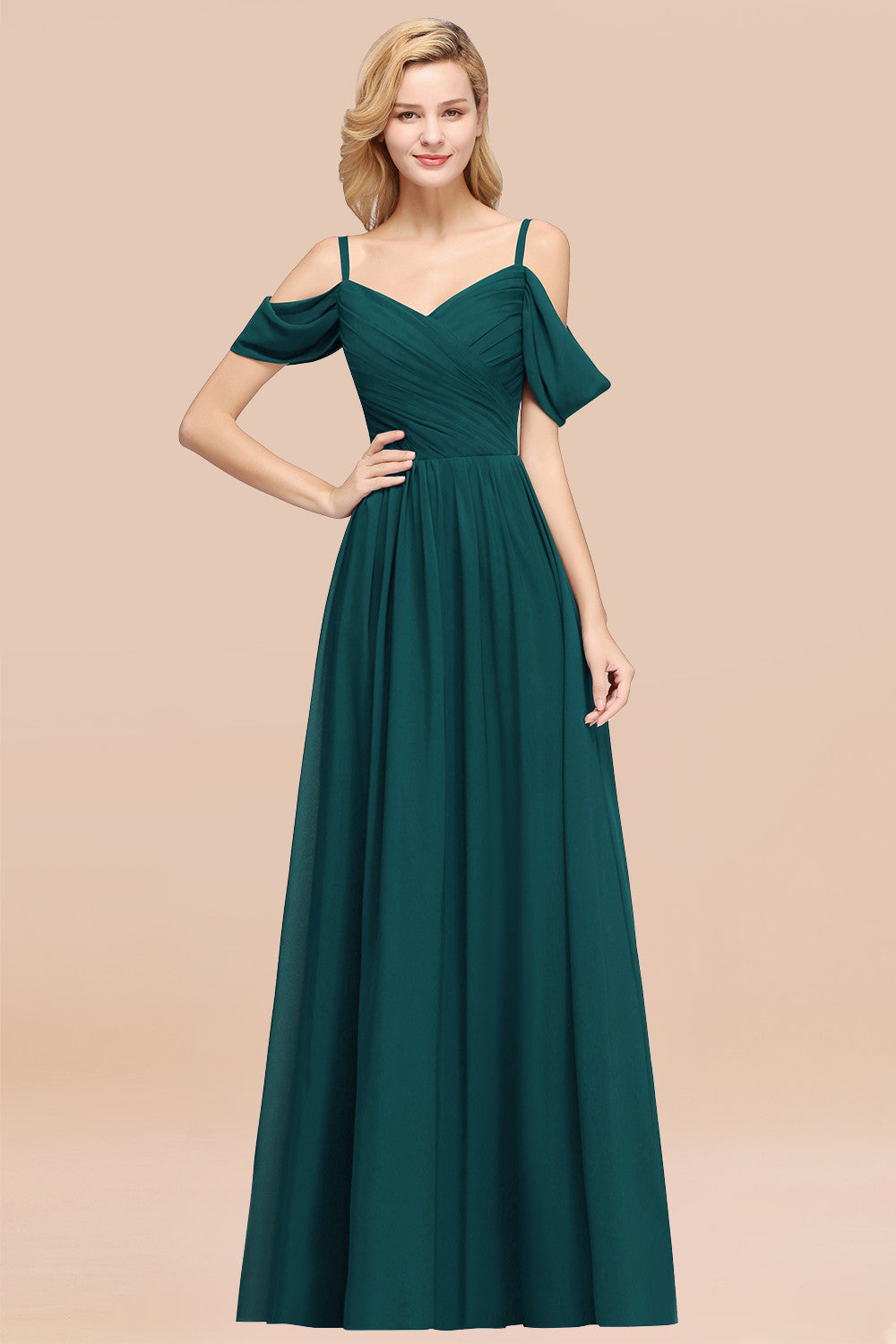 Chic Off-the-shoulder Burgundy Bridesmaid Dresses with Spaghetti Straps