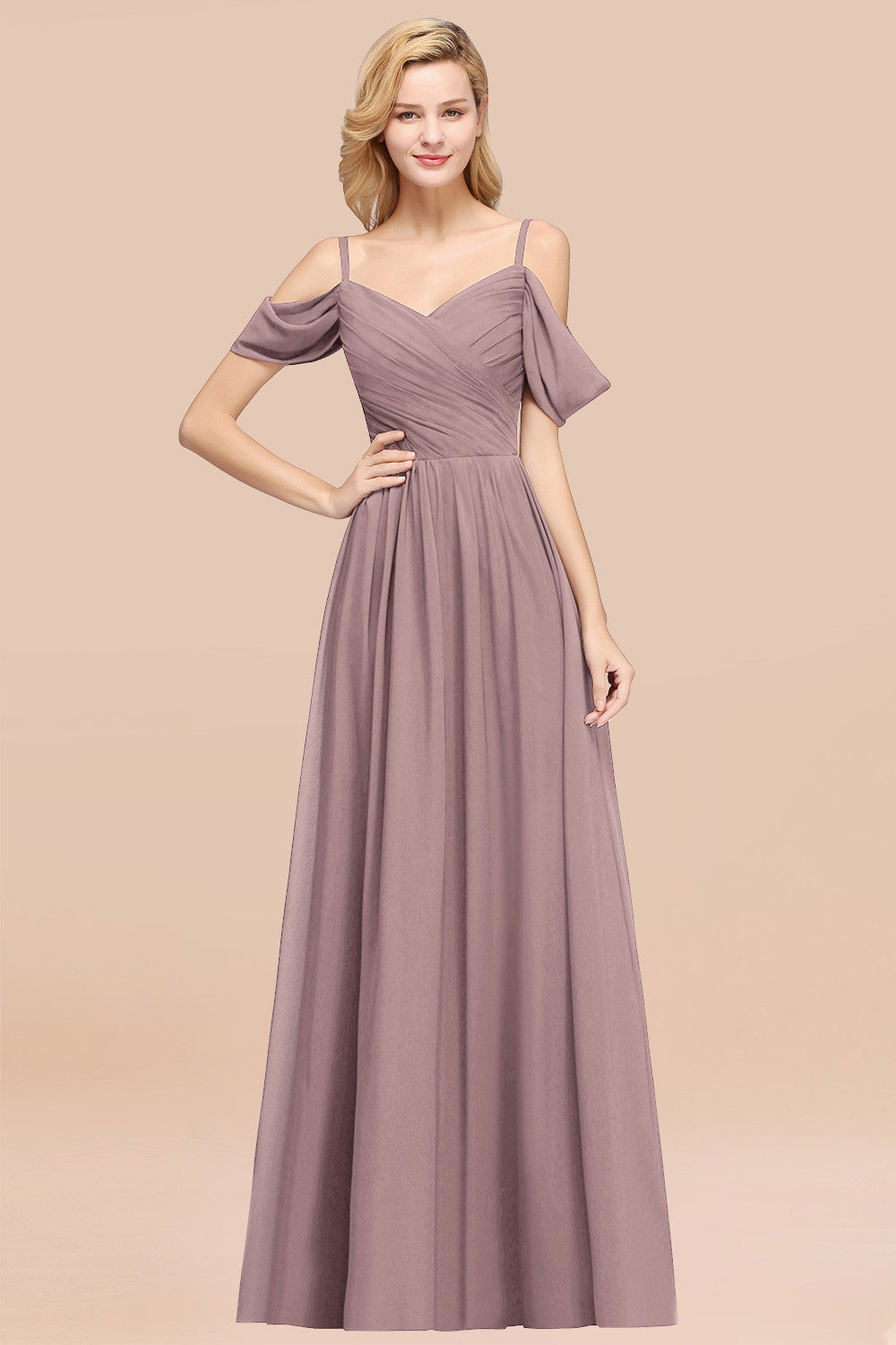 Chic Off-the-shoulder Burgundy Bridesmaid Dresses with Spaghetti Straps