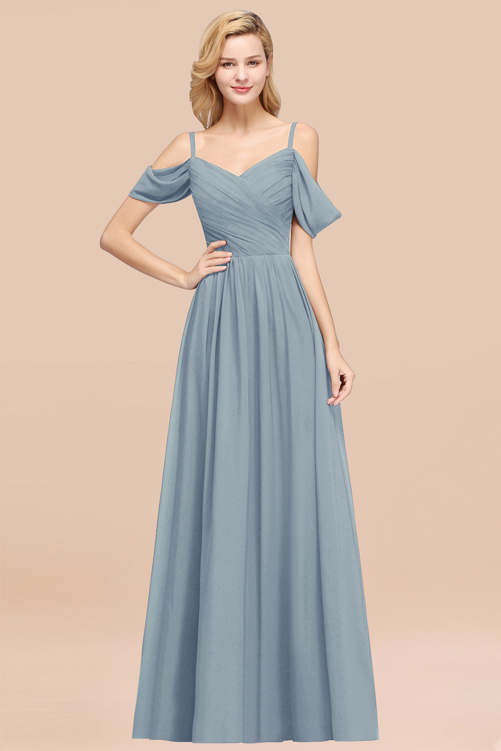 Chic Off-the-shoulder Burgundy Bridesmaid Dresses with Spaghetti Straps