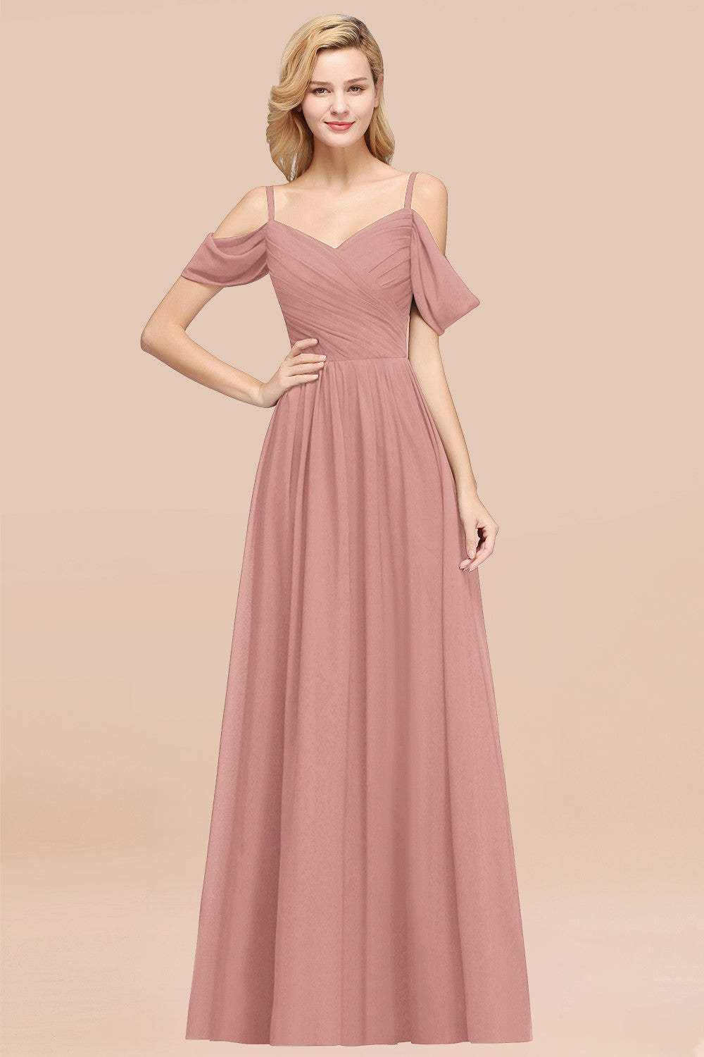 Chic Off-the-shoulder Burgundy Bridesmaid Dresses with Spaghetti Straps