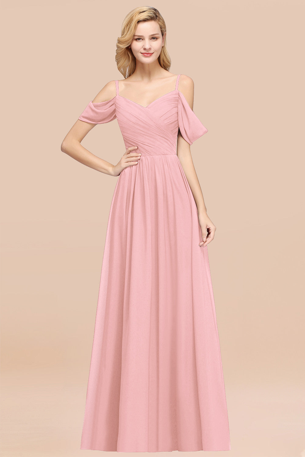 Chic Off-the-shoulder Burgundy Bridesmaid Dresses with Spaghetti Straps - Fashionpara