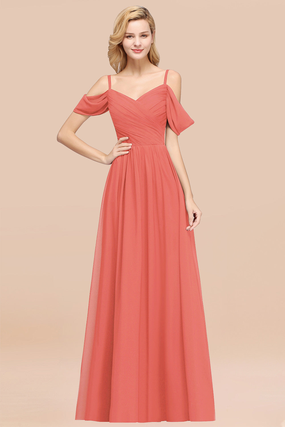 Chic Off-the-shoulder Burgundy Bridesmaid Dresses with Spaghetti Straps - Fashionpara