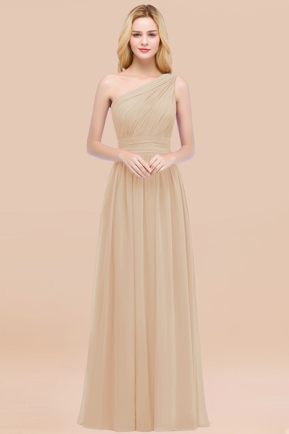Chic One-shoulder Sleeveless Burgundy Chiffon Bridesmaid dresses - Fashionpara