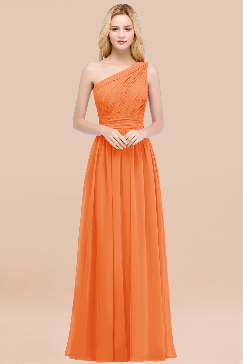 Chic One-shoulder Sleeveless Burgundy Chiffon Bridesmaid dresses - Fashionpara