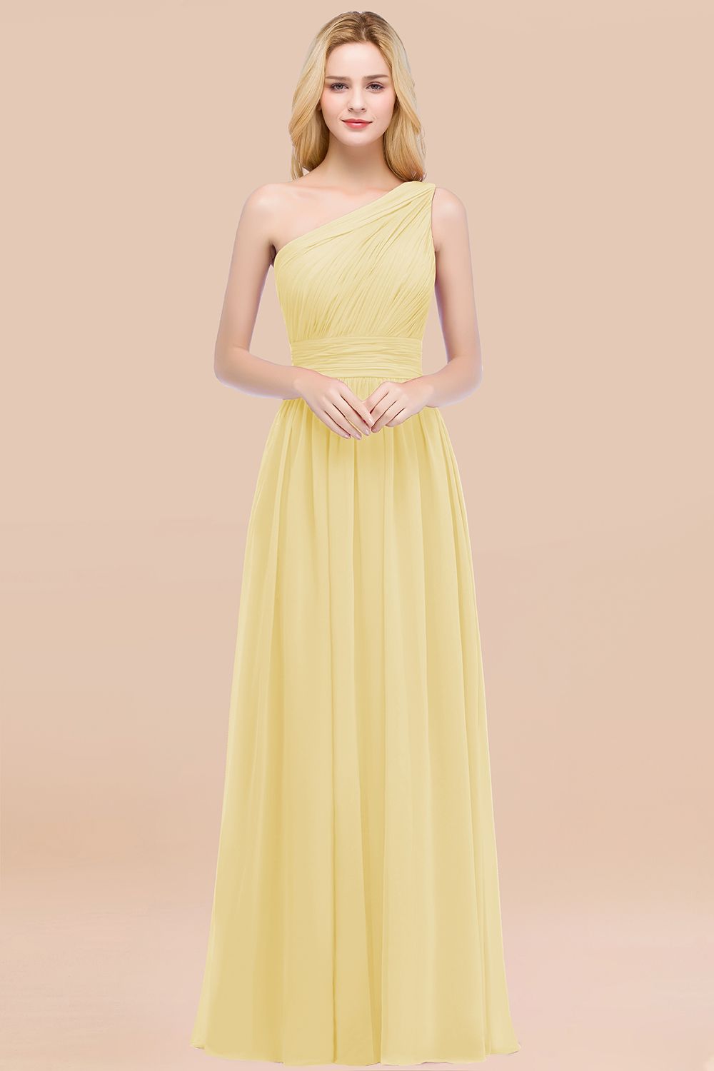 Chic One-shoulder Sleeveless Burgundy Chiffon Bridesmaid dresses - Fashionpara