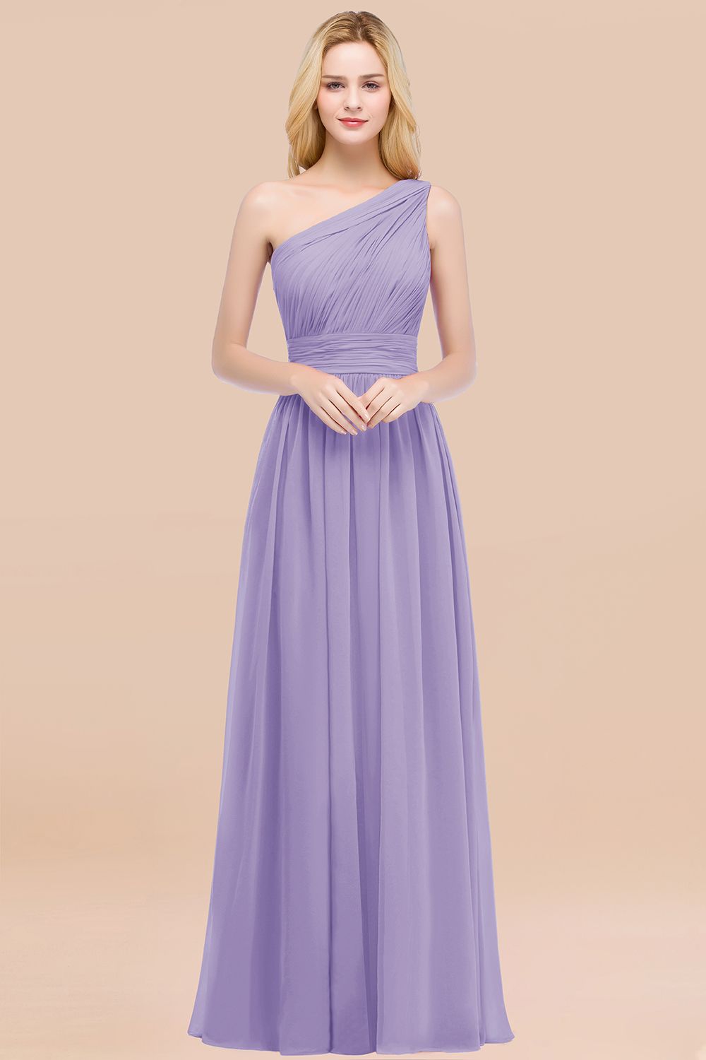 Chic One-shoulder Sleeveless Burgundy Chiffon Bridesmaid dresses - Fashionpara
